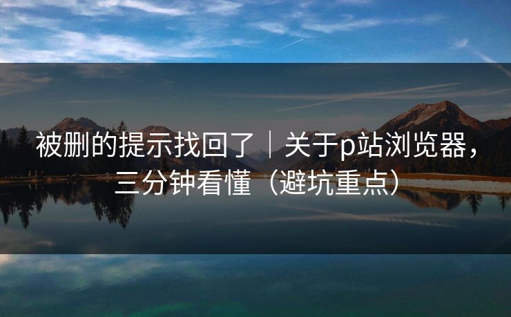 被删的提示找回了｜关于p站浏览器，三分钟看懂（避坑重点）